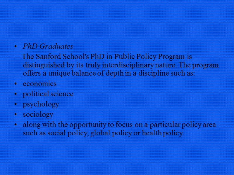 PhD Graduates     The Sanford School's PhD in Public Policy Program
